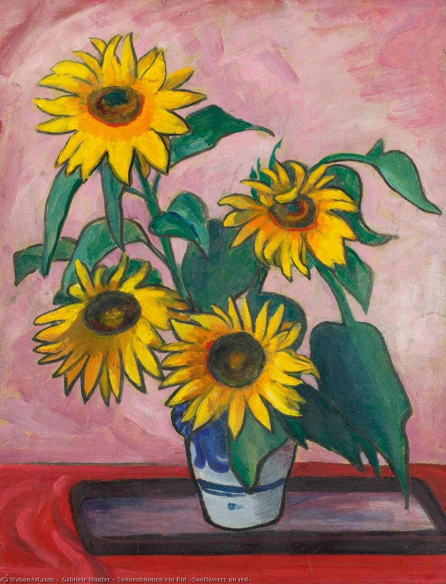 Sonnenblumen Vor Rot (sunflowers On Red) — Gabriele Münter