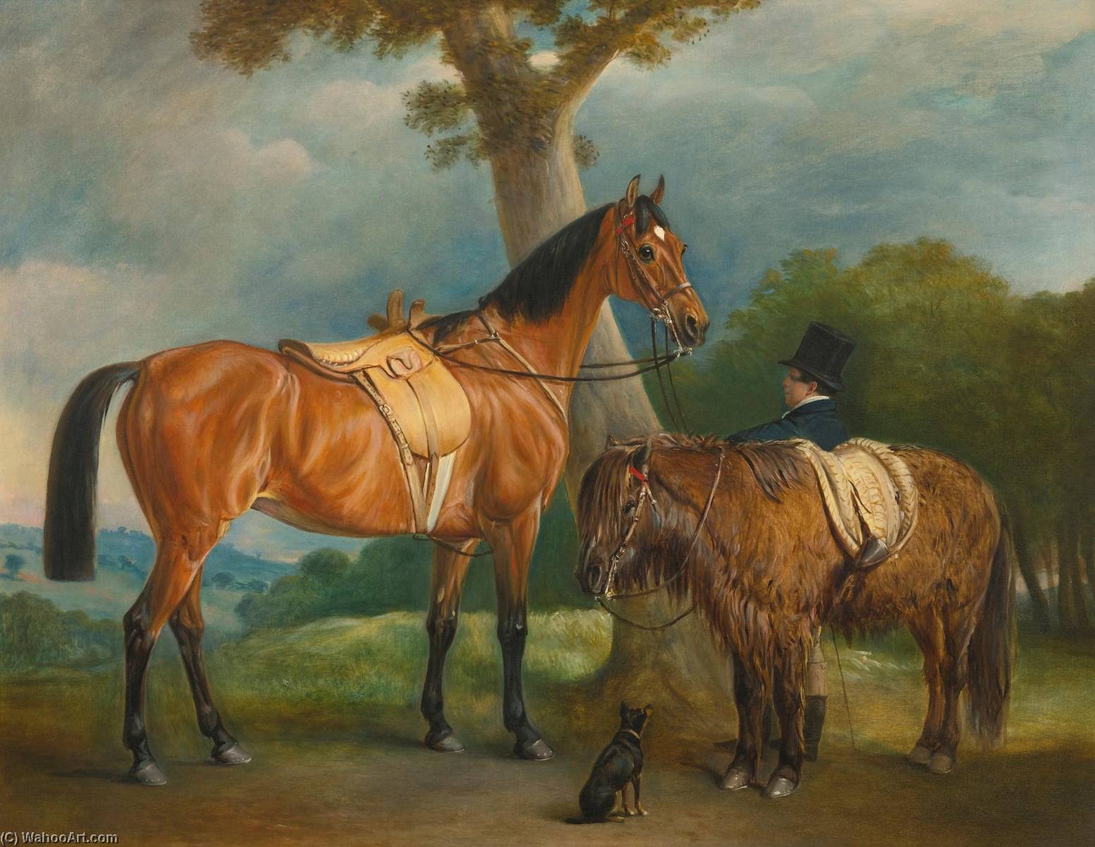 Lady Thorold's Hunter And Shetland Pony With Groom — John Ferneley, Snr