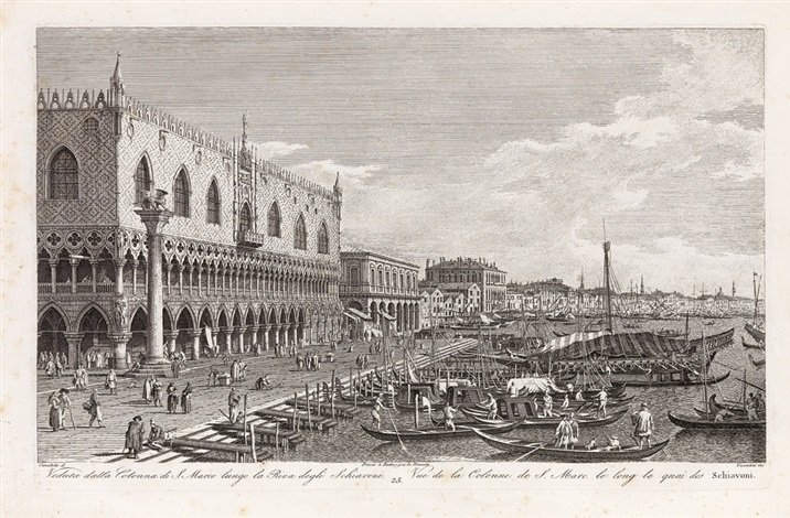 View From The Column Of St. Mark Along The Riva Degli Schiavone — Antonio Visentini