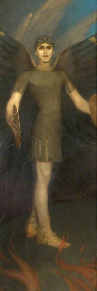An Angel With Cymbals Amidst Fire (triptych, Left Wing) — Thomas Millie Dow