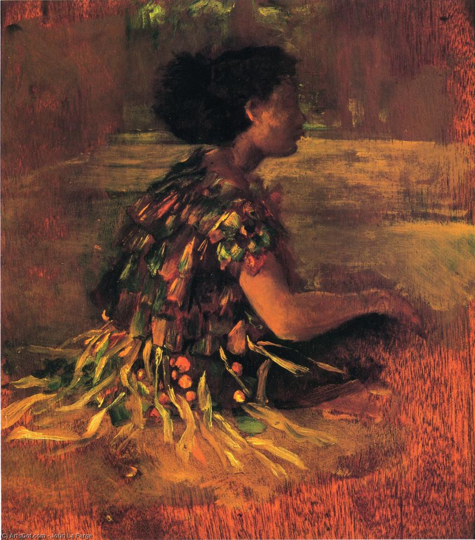 Girl In Grass Dress (also Known As Seated Samoan Girl) — John La Farge