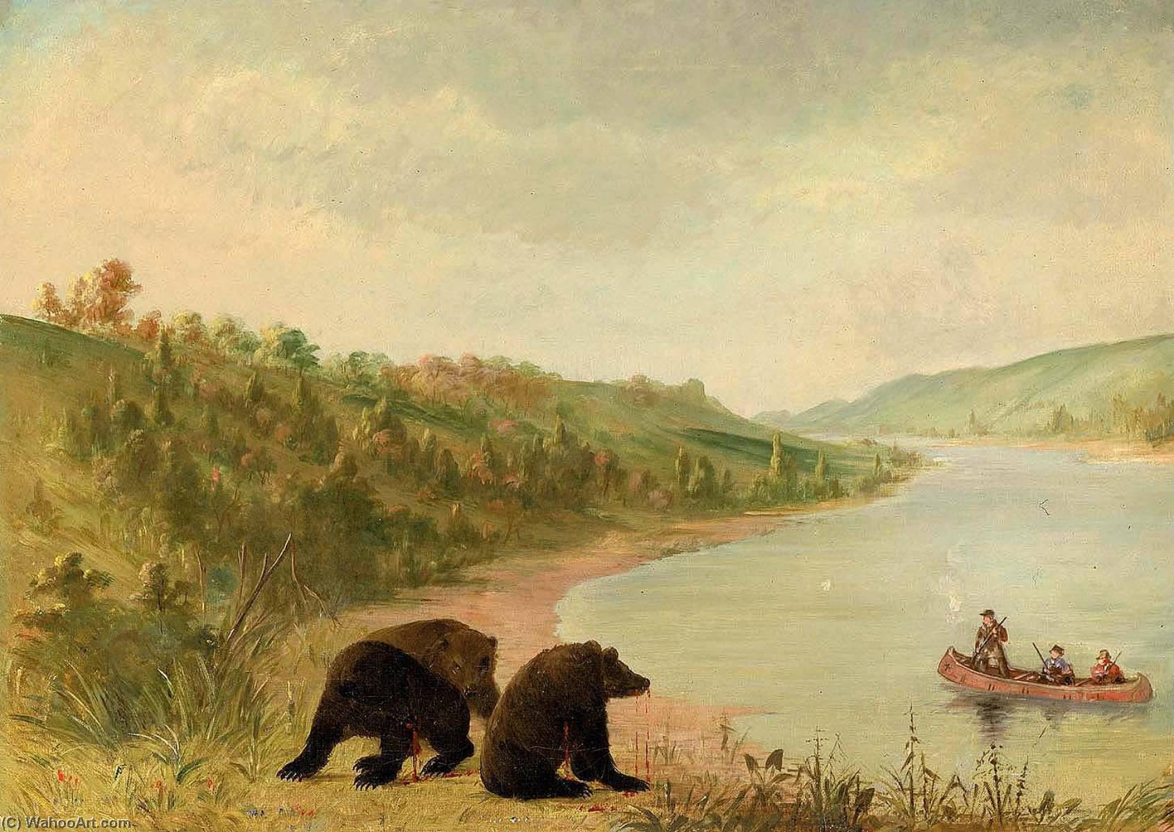 Catlin And His Men In Their Canoe, Urgently Solicited To Come Ashore, Upper Missouri — Джордж Катлин