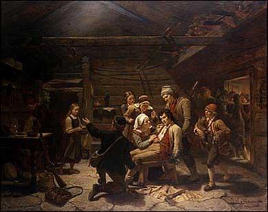 Norwegian Den Sårede Bjørnejeger The Wounded Bear Hunter — Adolph Tidemand