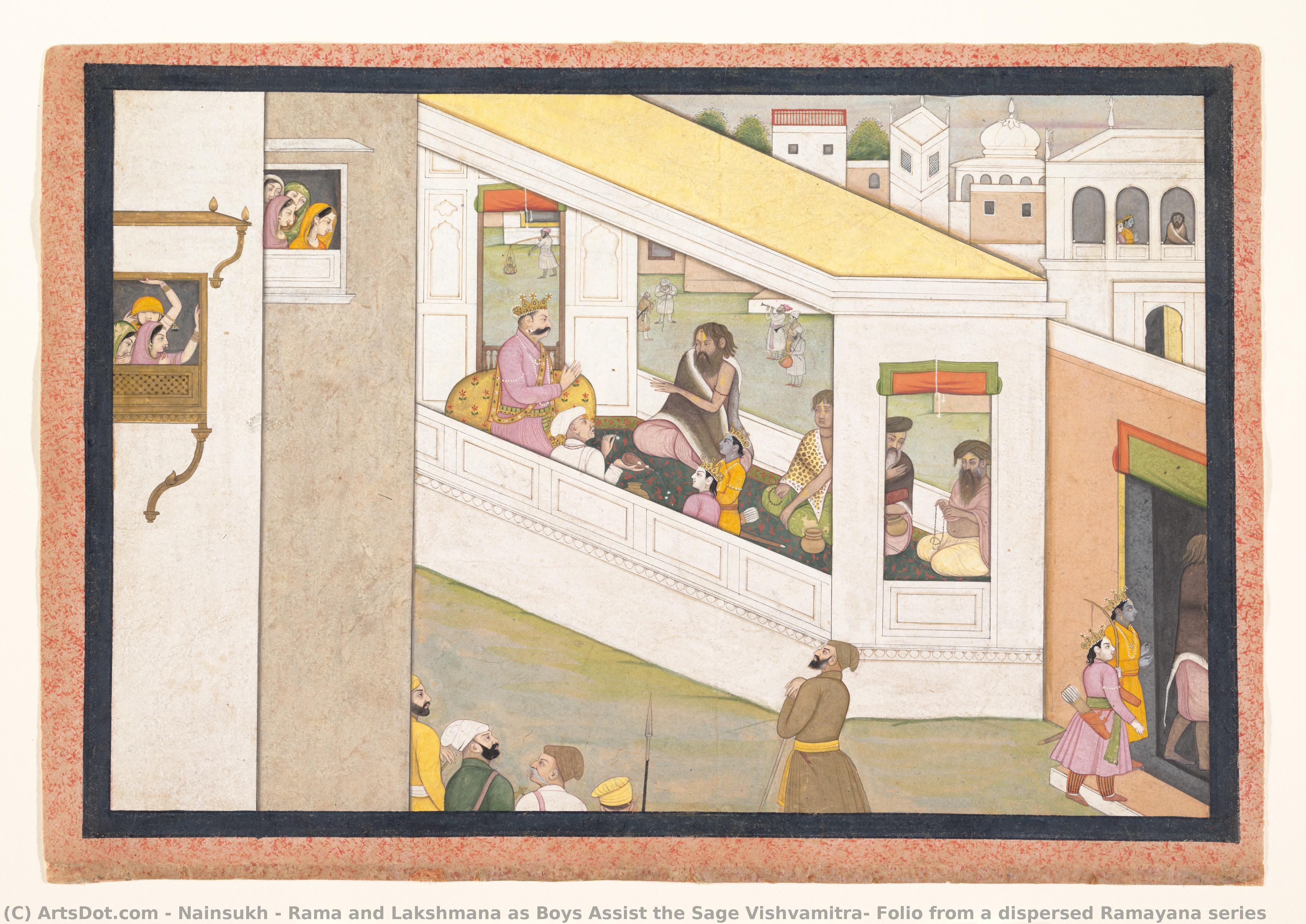Rama And Lakshmana As Boys Assist The Sage Vishvamitra: Folio From A Dispersed Ramayana Series — Наинсукх