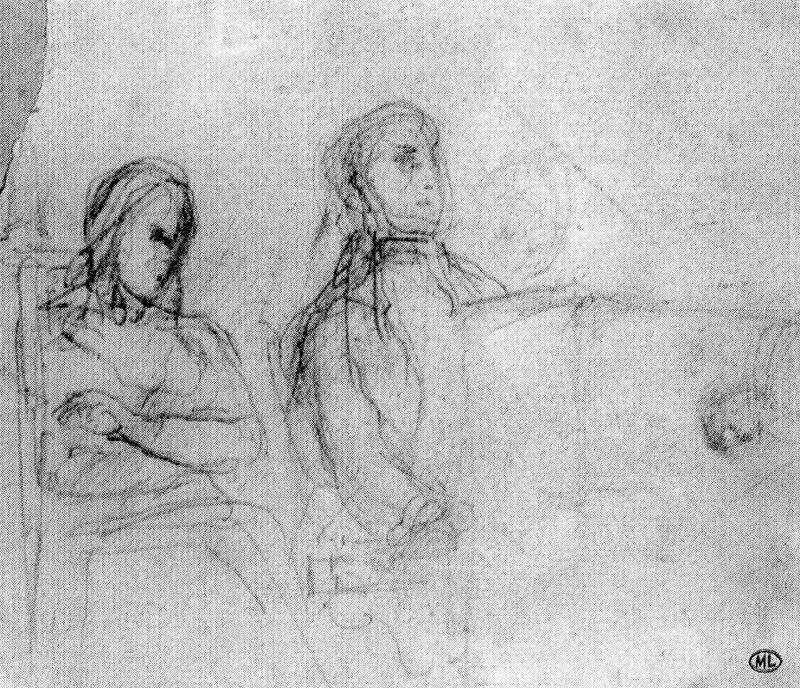 Estudio Para El Doble Retrato De Chopin Y George Sand — Eugène Delacroix