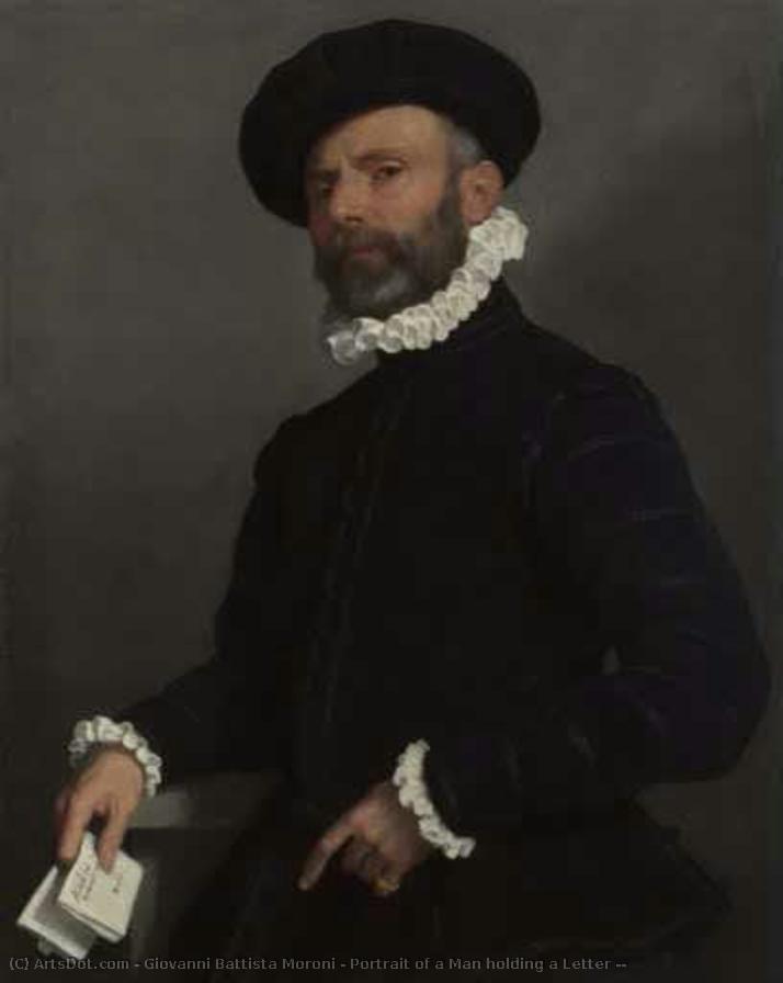 Portrait Of A Man Holding A Letter ( — Moroni, Giovanni Battista