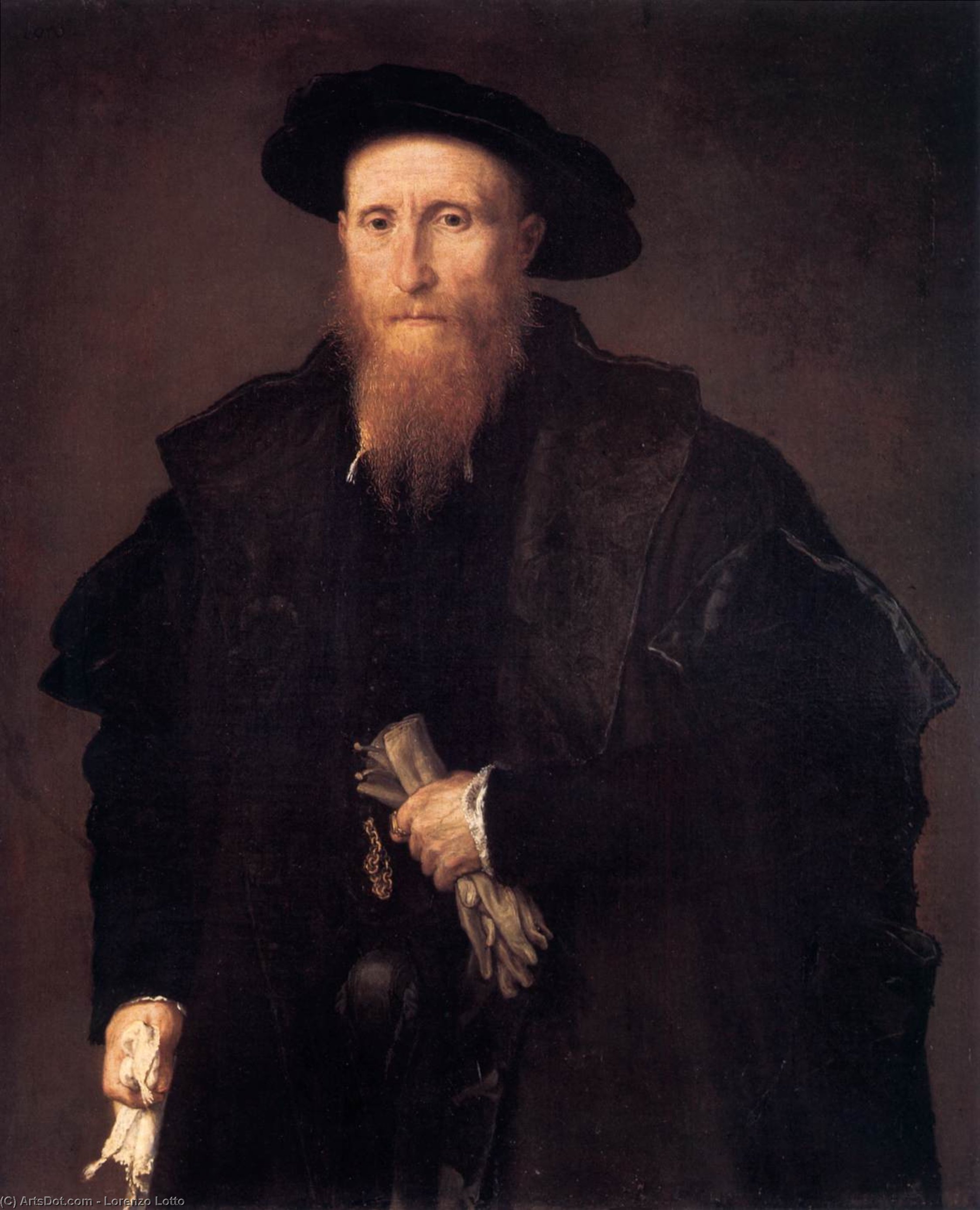 Portrait Of A Gentleman With Gloves — Lorenzo Lotto
