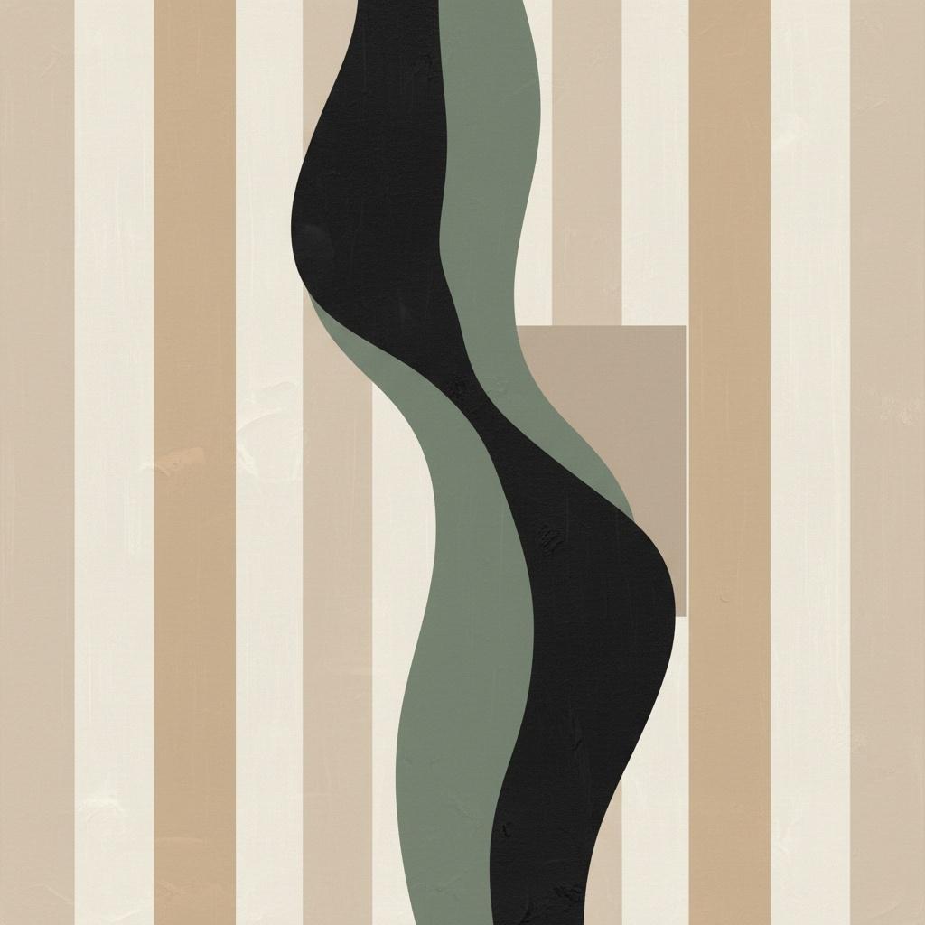Monolithic Serenity: An Organic Interplay Of Charcoal And Sage Within Linear Rhythms — Laurent Fabre