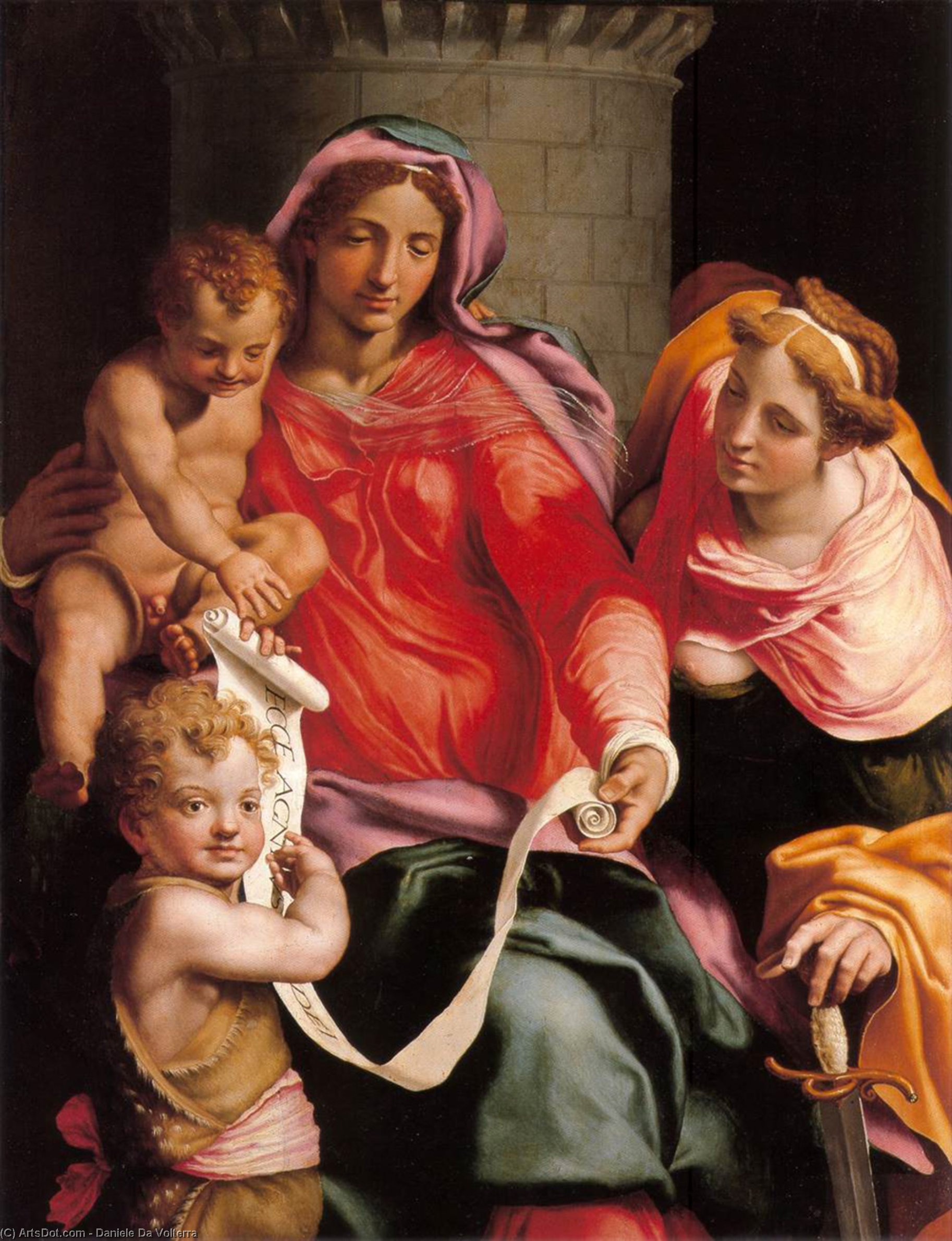 Madonna With Child, Sts Giovannino And Barbara — Daniele Da Volterra