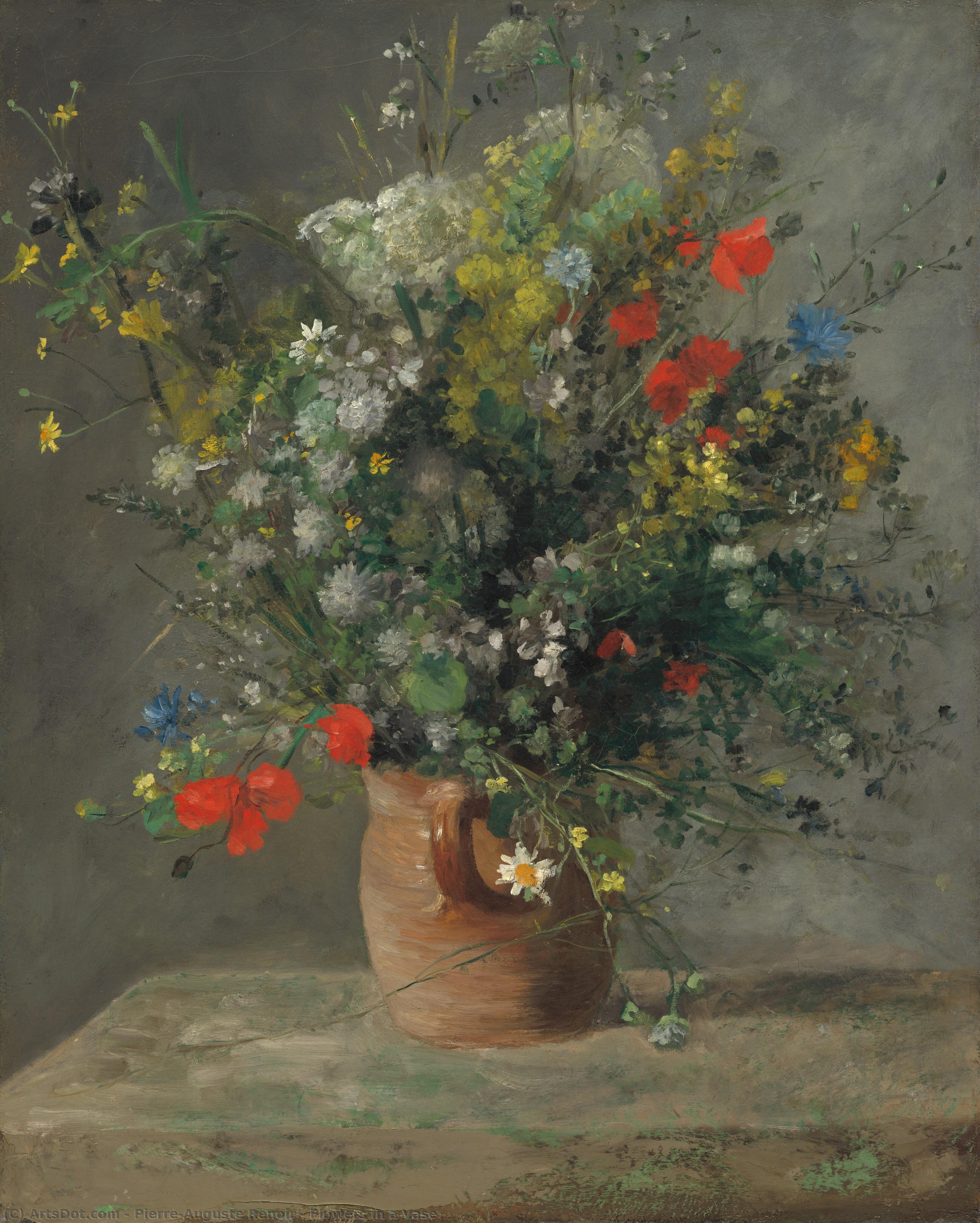 Flowers In A Vase — Pierre-auguste Renoir
