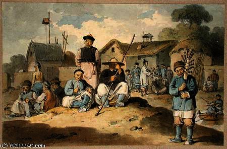 A Group Of Chinese On The Bank Of A River, Watching The Earl Macartney's Embassy Pass — Alexander William
