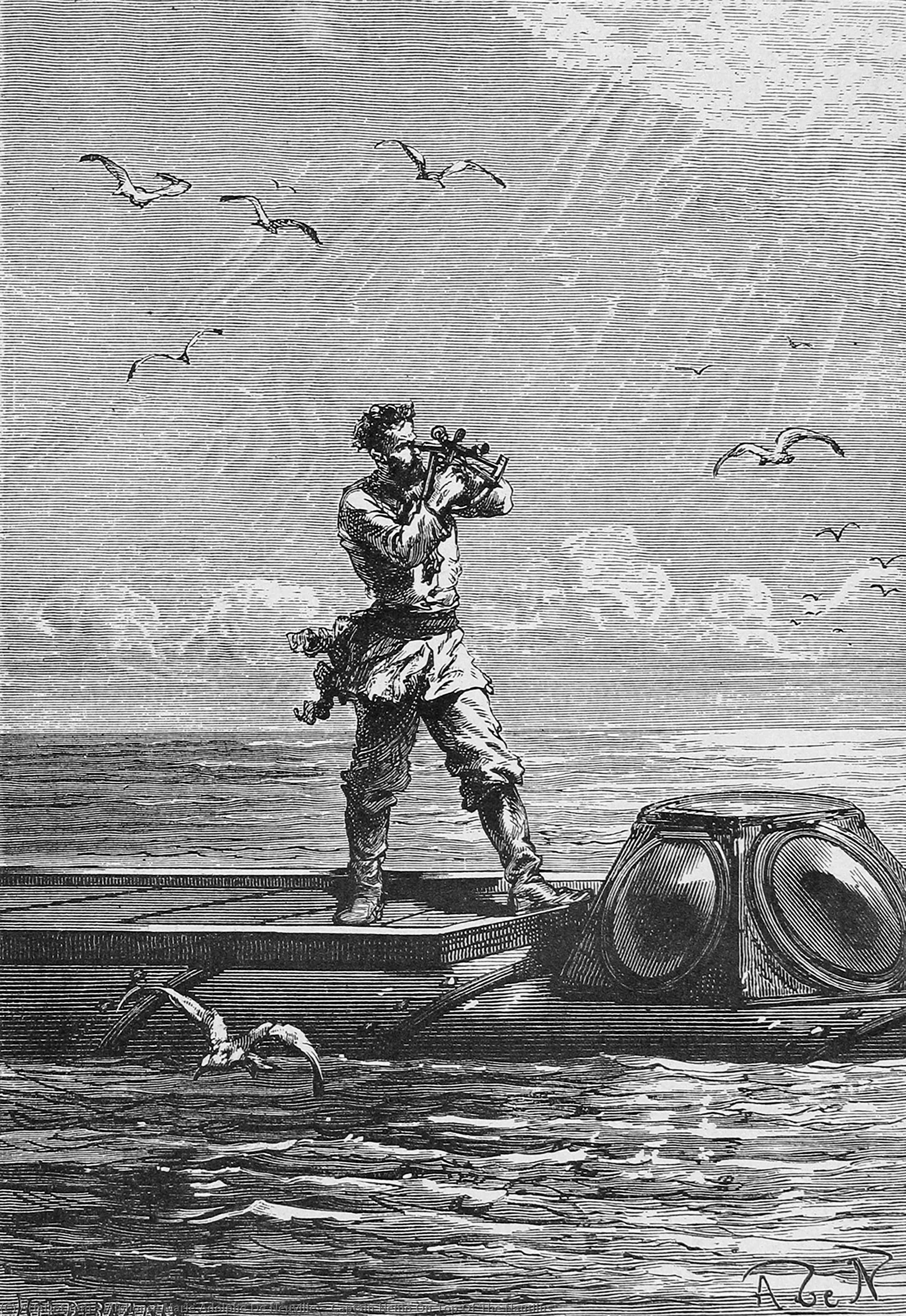 Captain Nemo On Top Of The Nautilus — Alphonse De Neuville