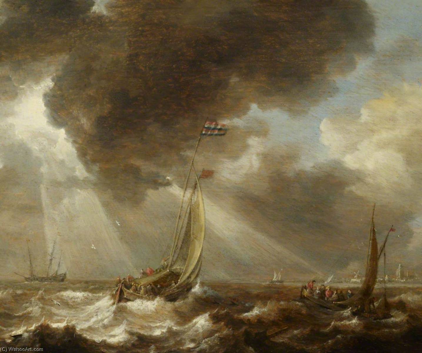 Dutch Ferry Boats In A Fresh Breeze — Bonaventura I Peeters
