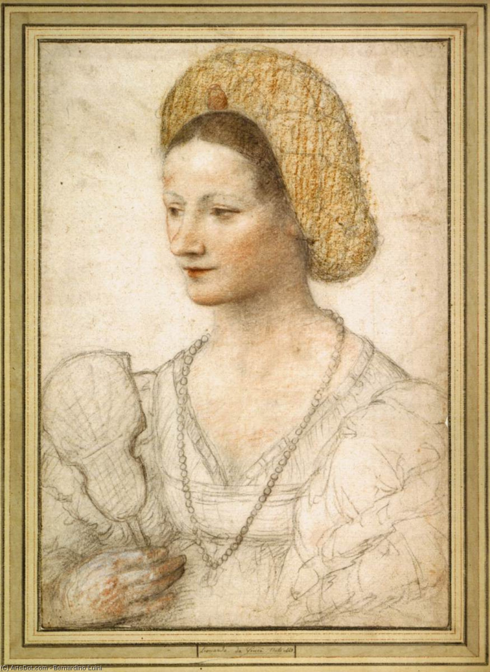 Retrato De Una Joven Con Abanico — Bernardino Luini