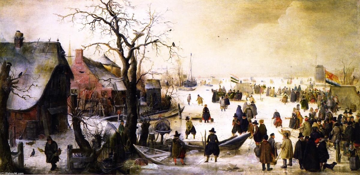 Winter Landscape With A Frozen Watercourse — Hendrick Avercamp