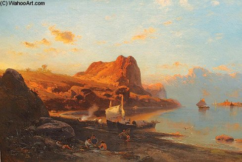 Sonnenuntergang Über Cap San Vicente Auf Madeira — Eduard Hildebrandt