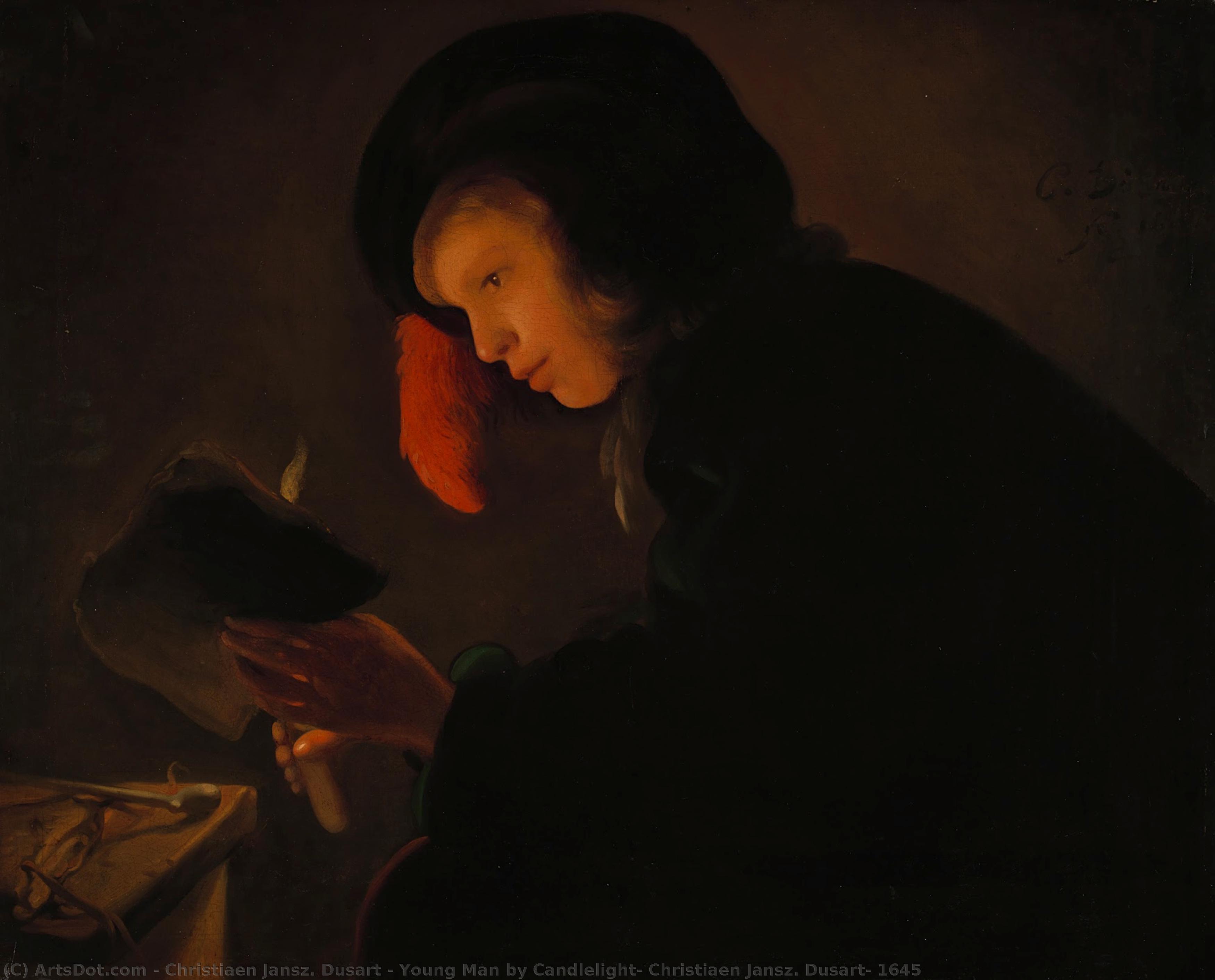 Young Man By Candlelight, Christiaen Jansz. Dusart, 1645 — Christiaen Jansz. Dusart