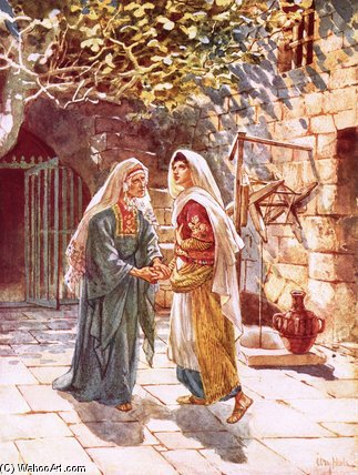 Mary Goes Into The Hill Country And Meets Elizabeth — William Brassey Hole