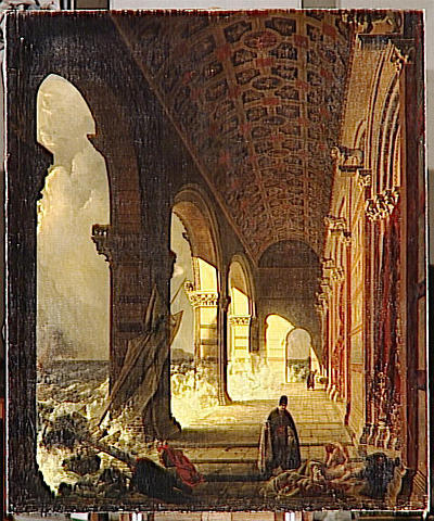 Вид Монастыря У Берегов Средиземноморья Возле Каррары — Auguste De Forbin