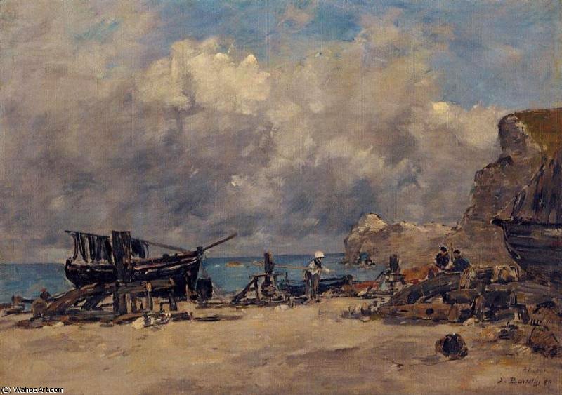 Boats At Etretat — Eugène Louis Boudin