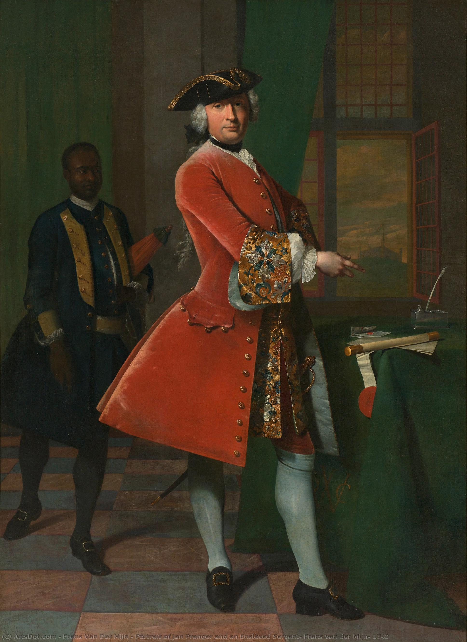 Portrait Of Jan Pranger And An Enslaved Servant, Frans Van Der Mijn, 1742 — Frans Van Der Mijn