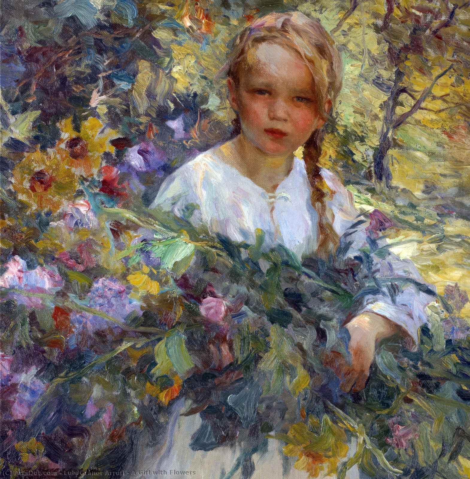 A Girl With Flowers — Luis Graner Y Arrufi