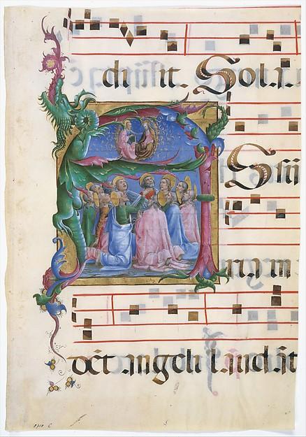 Manuscript Illumination With The Assumption Of The Virgin In An Initial A, From An Antiphonary — Cosmè Tura