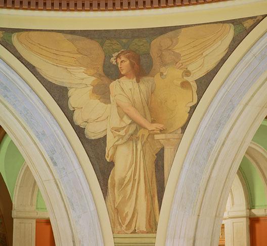 Fame With Escutcheon And Trumpet Resting By Her Side, (painting) — Edwin Howlan