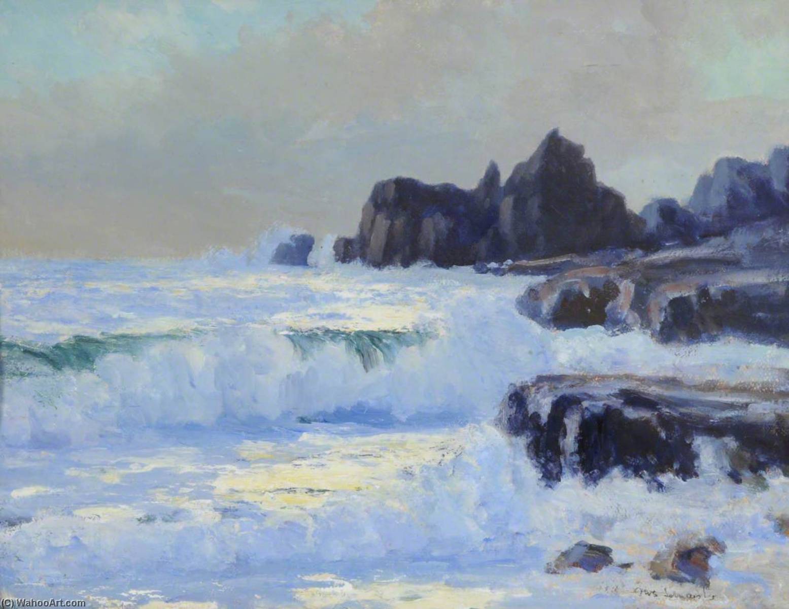 Rocks And Sea Off La Moye Point — Francis William Synge Le Maistre