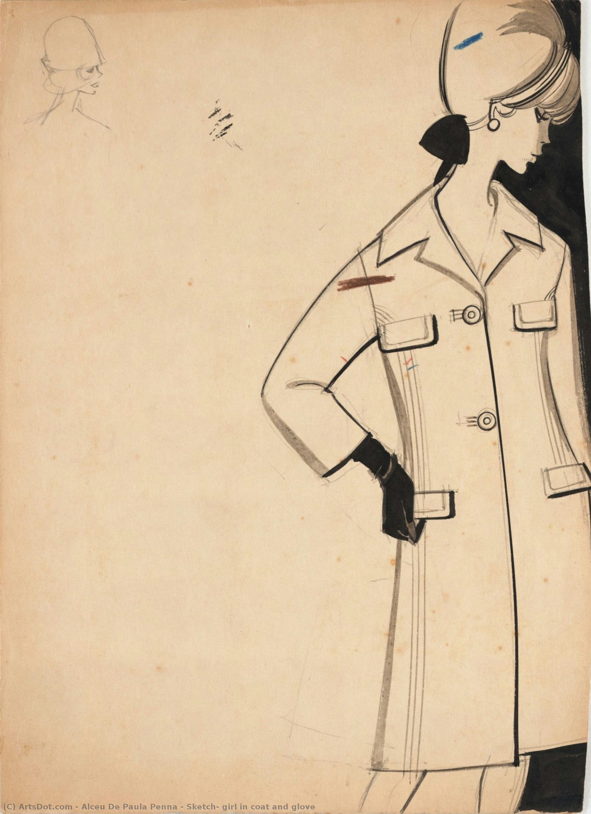 Sketch, Girl In Coat And Glove — Alceu De Paula Penna