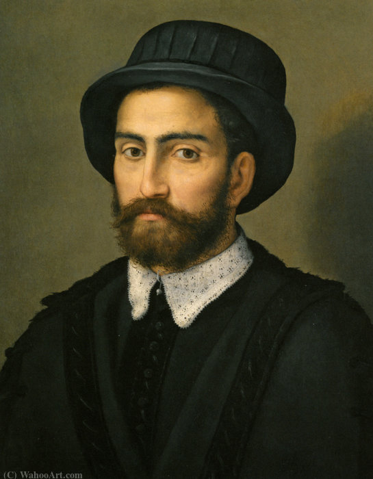Portrait Of A Man Bust Length Wearing A Black Coat And Hat — Pierfrancesco Di Jacopo Foschi