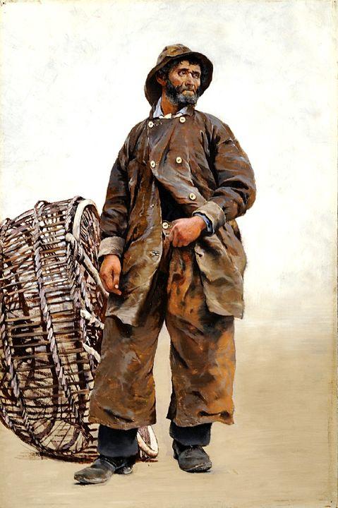 Fisherman With Basket — August Wilhelm Nikolaus Hagborg