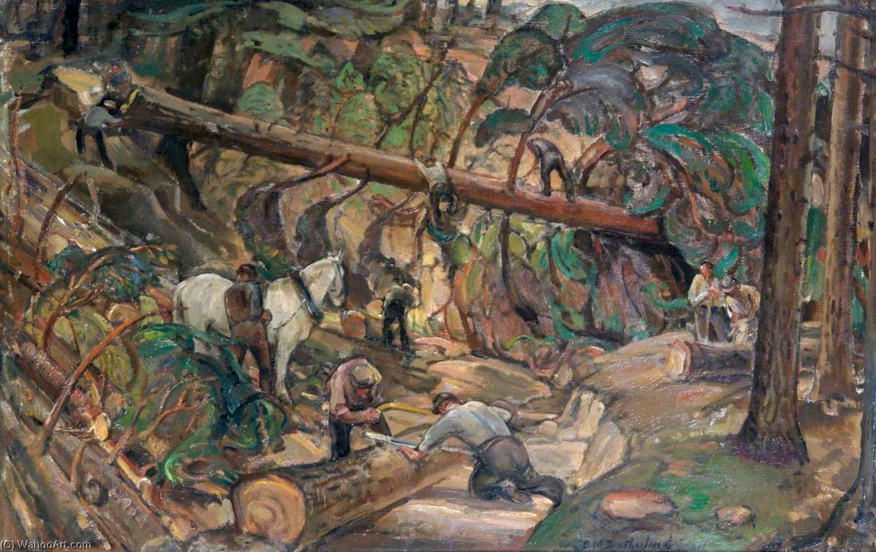 War In The Forest Newfoundland Lumberjacks At Work In Scotland — David Macbeth Sutherland