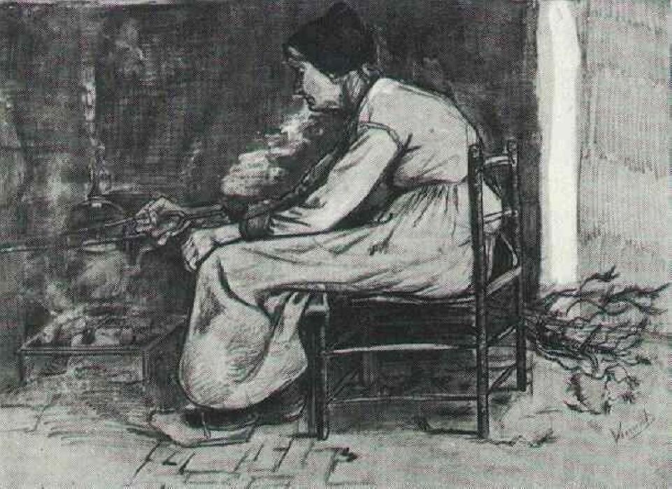 Frau Am Kaminfeuer — Vincent Willem Van Gogh