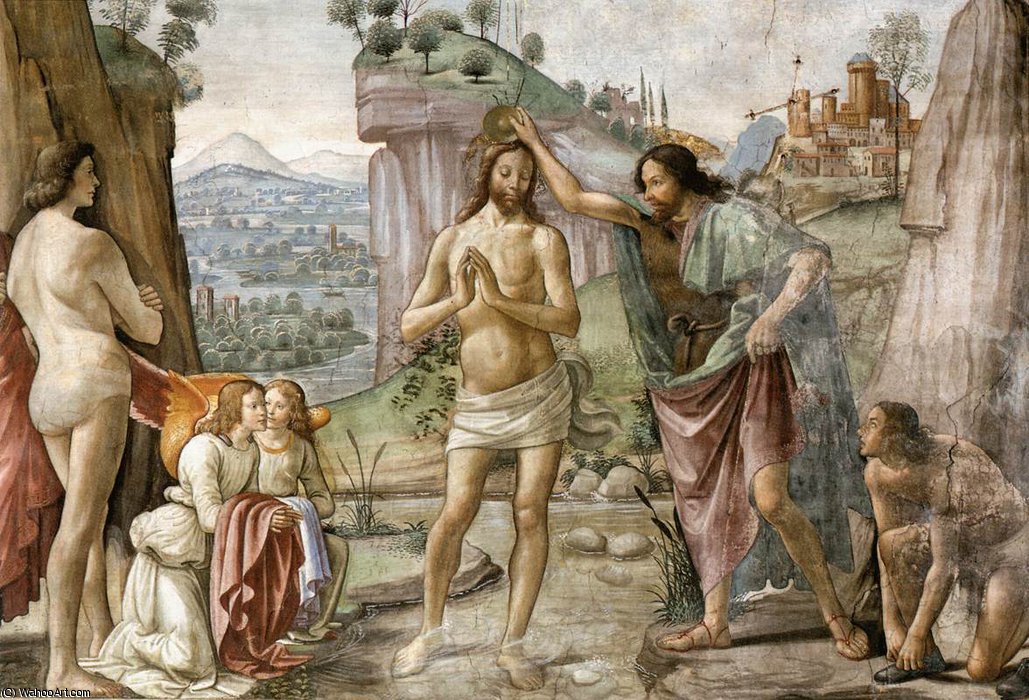2.right Wall - Baptism Of Christ (detail) — Domenico Ghirlandaio