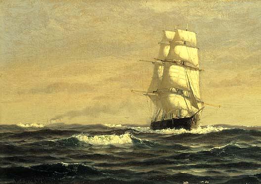 Sailing Ship Off Coast Of Maine, (painting) — William Edward Norton