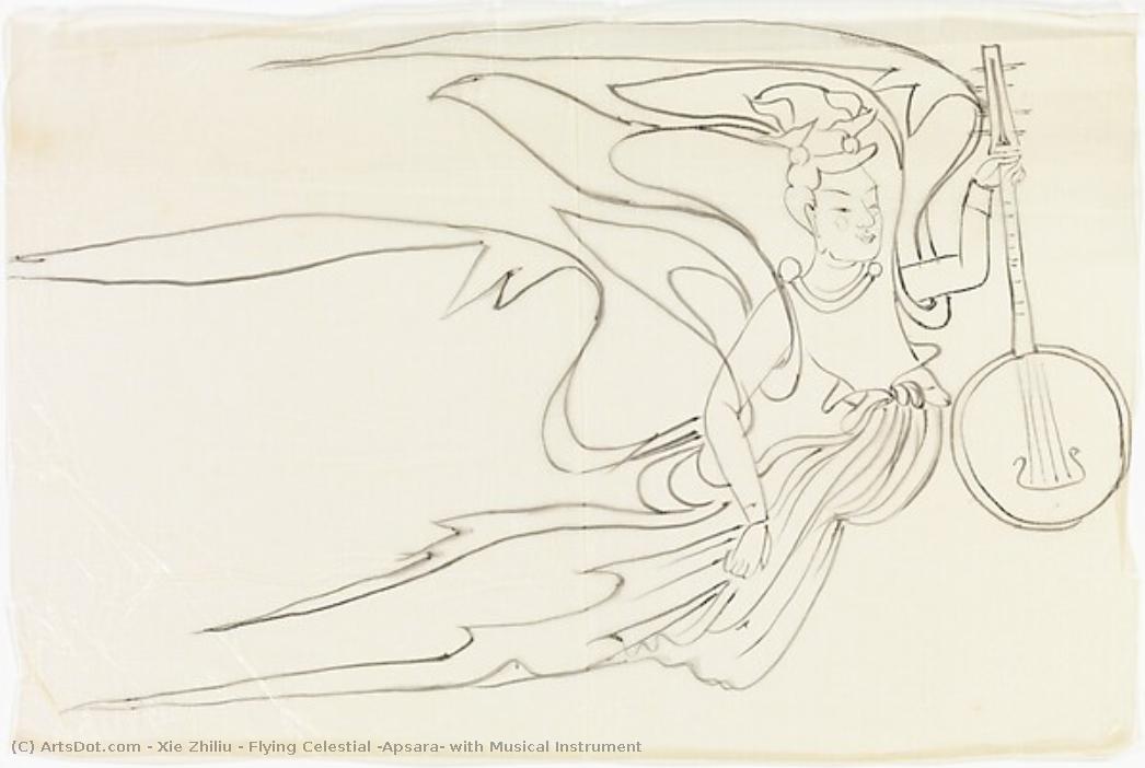 Flying Celestial (apsara) With Musical Instrument — Xie Zhiliu
