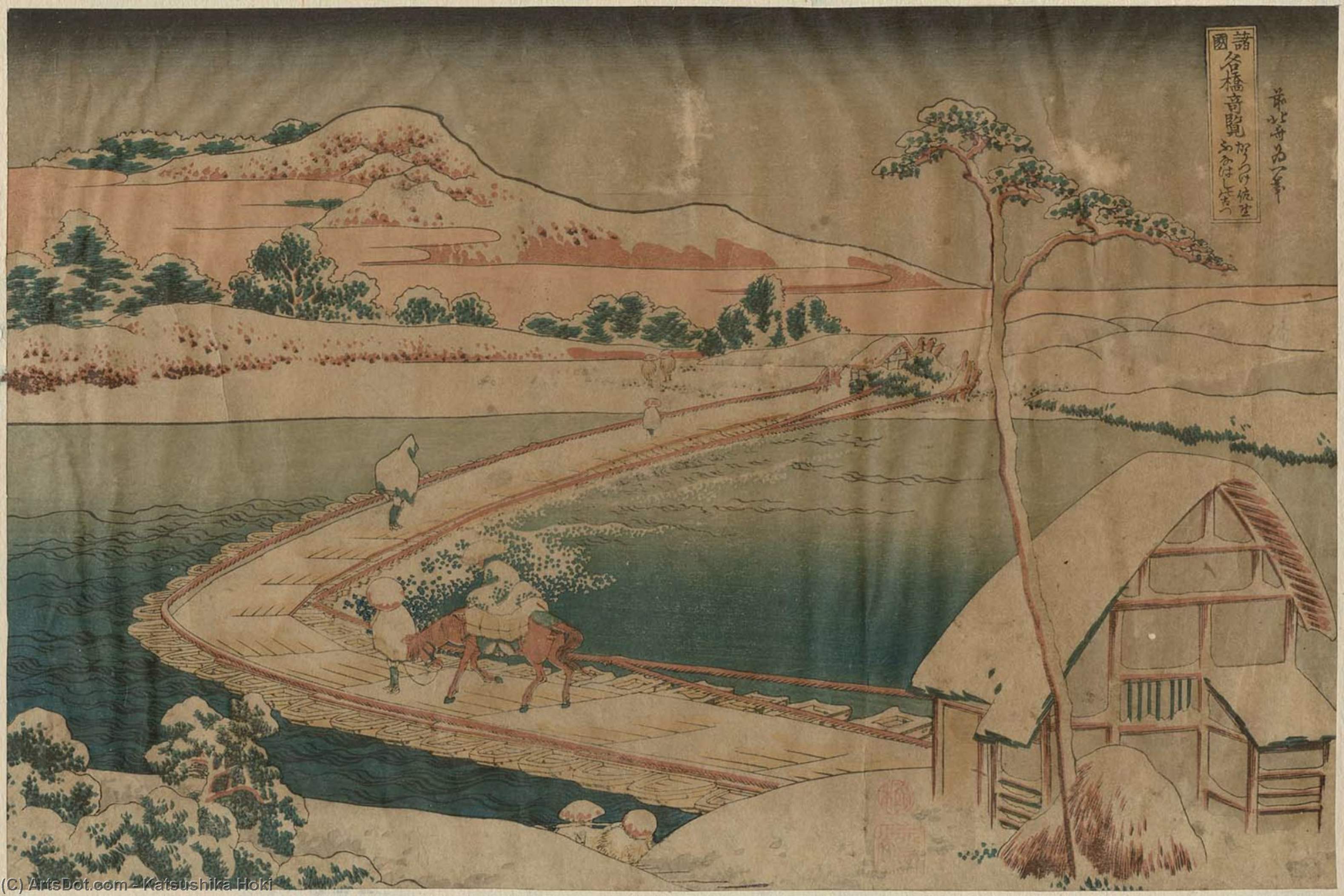 Old View Of The Pontoon Bridge At Sano In Kôzuke Province — Katsushika Hokusai