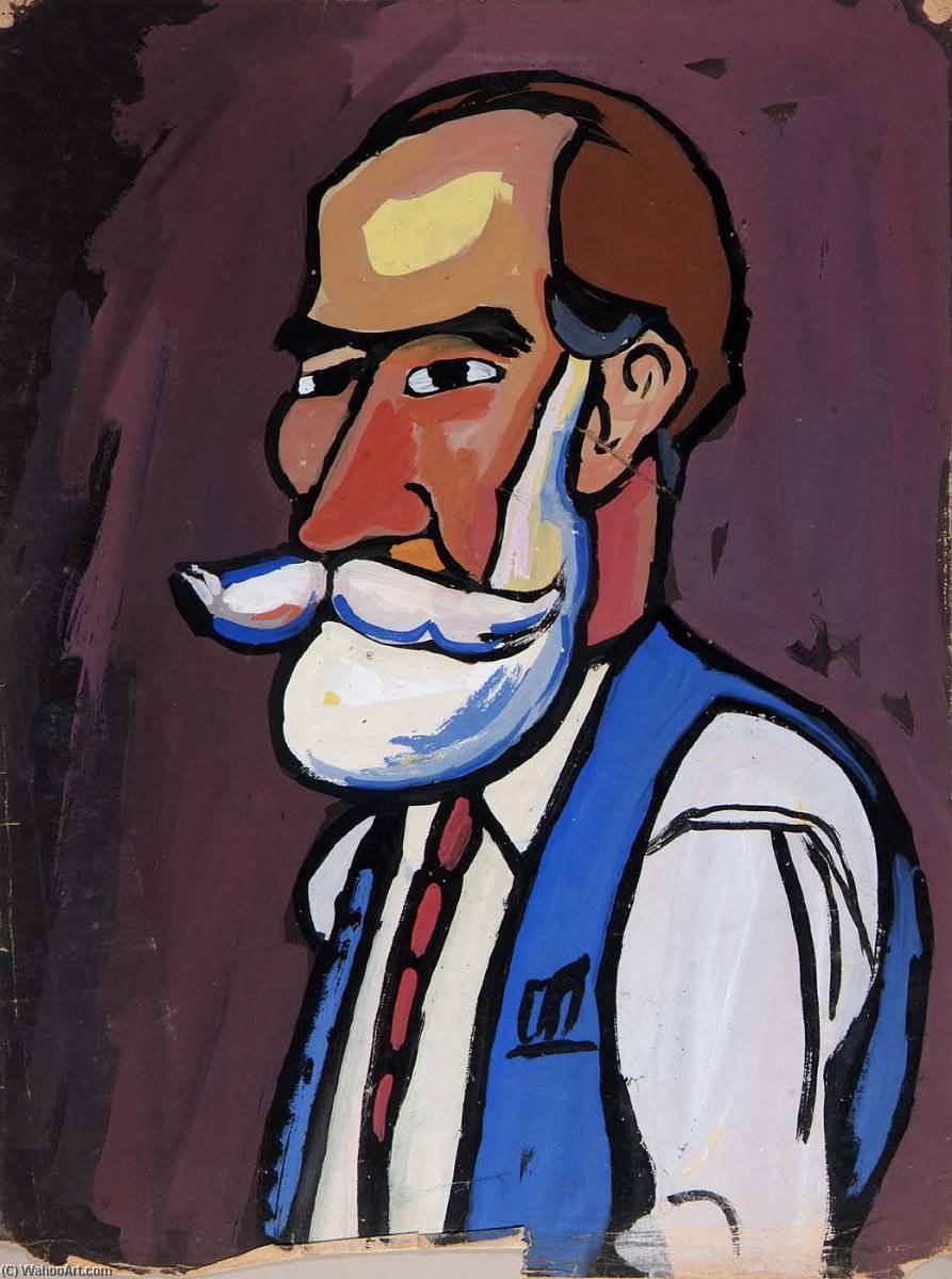 Bearded Man With Blue Vest — William H. Johnson