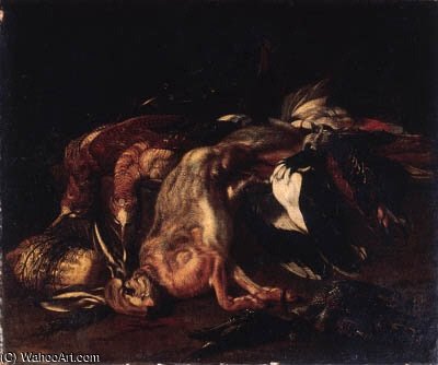 A Dead Hare And Dead Snipe With Other Game On A Rock In A Landscape — Jacob Van Der (giacomo Da Castello) Kerckhoven
