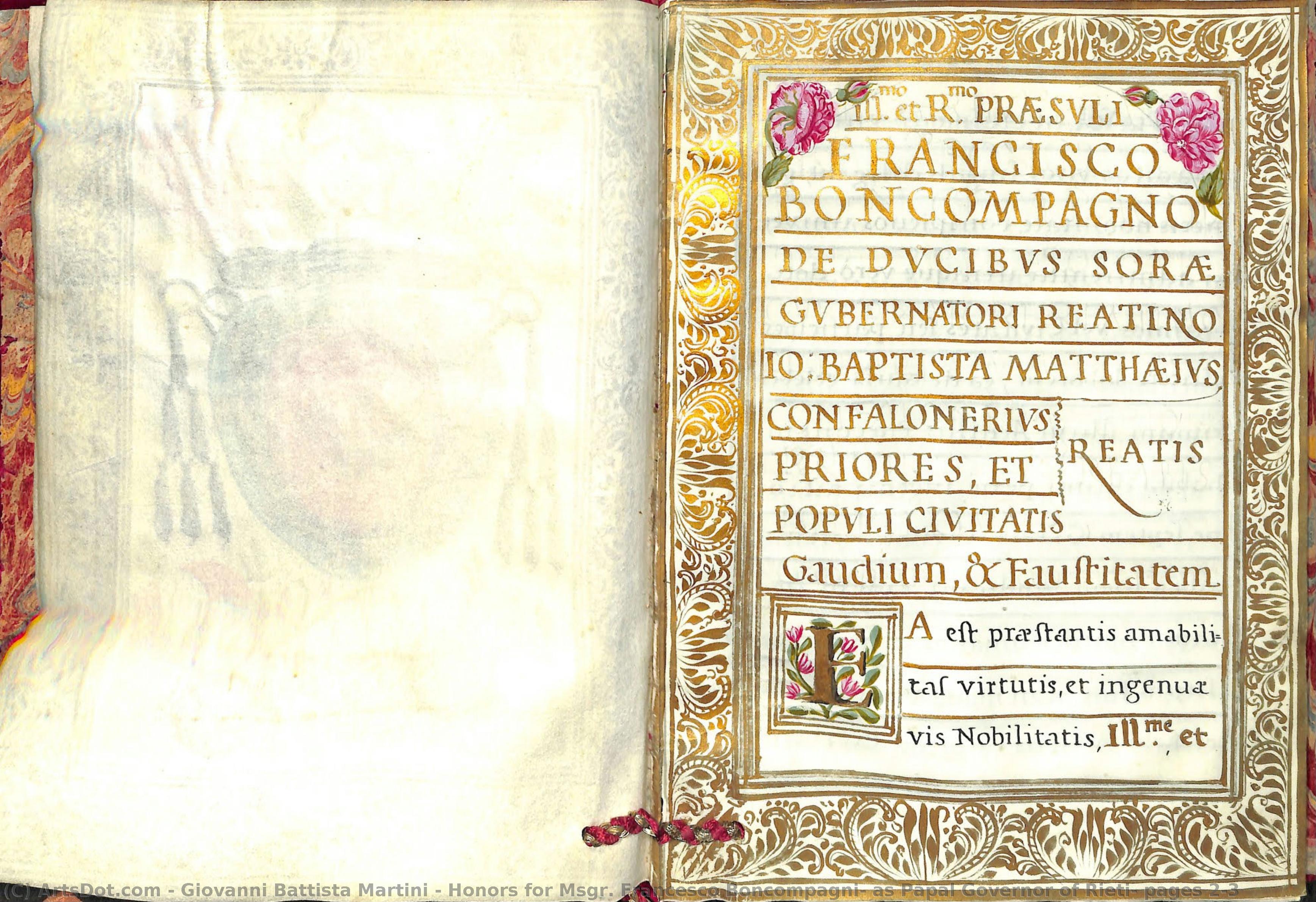 Honors For Msgr. Francesco Boncompagni, As Papal Governor Of Rieti: Pages 2-3 — Giovanni Battista Martini