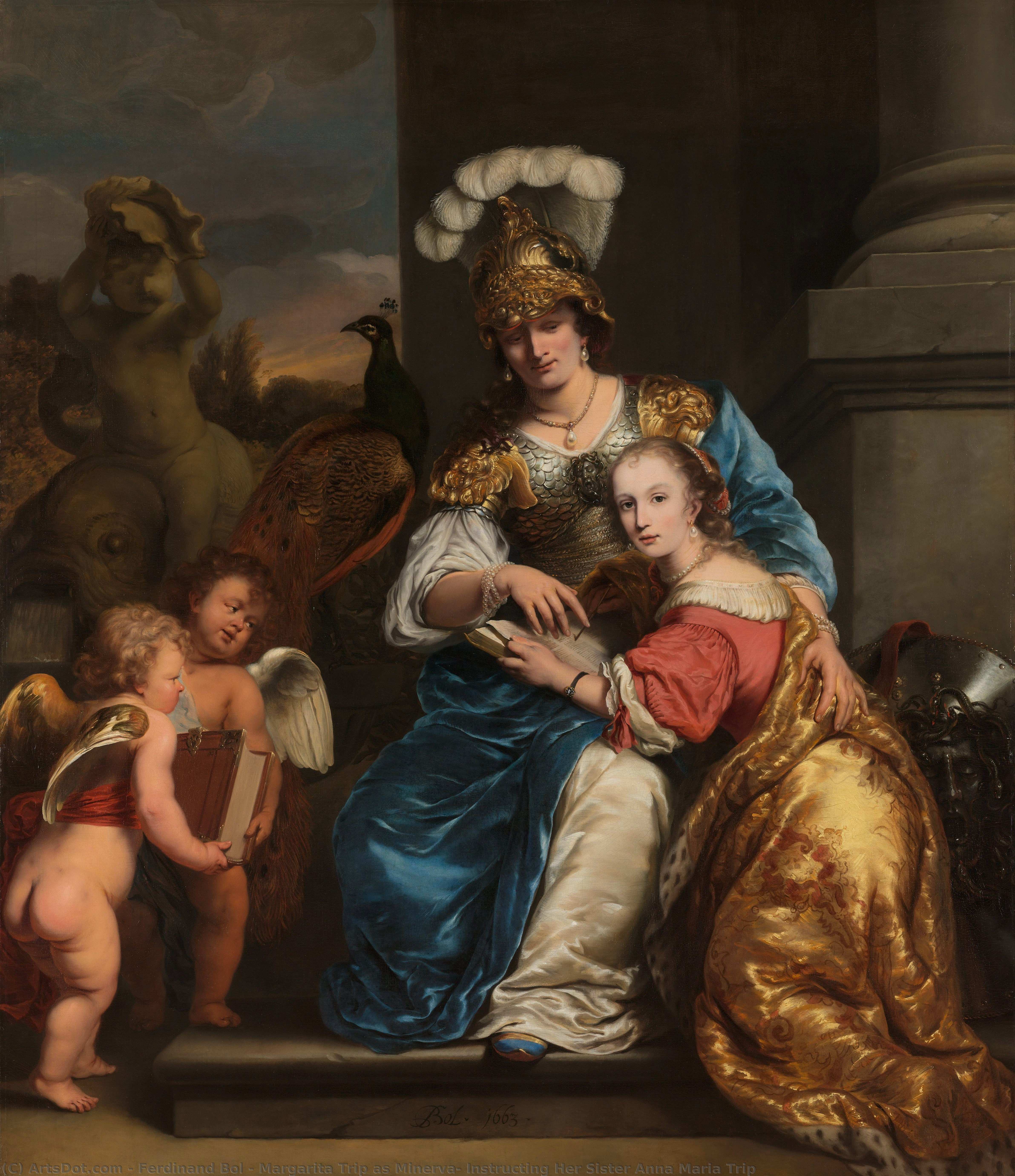 Margarita Trip As Minerva, Instructing Her Sister Anna Maria Trip — Ferdinand Bol