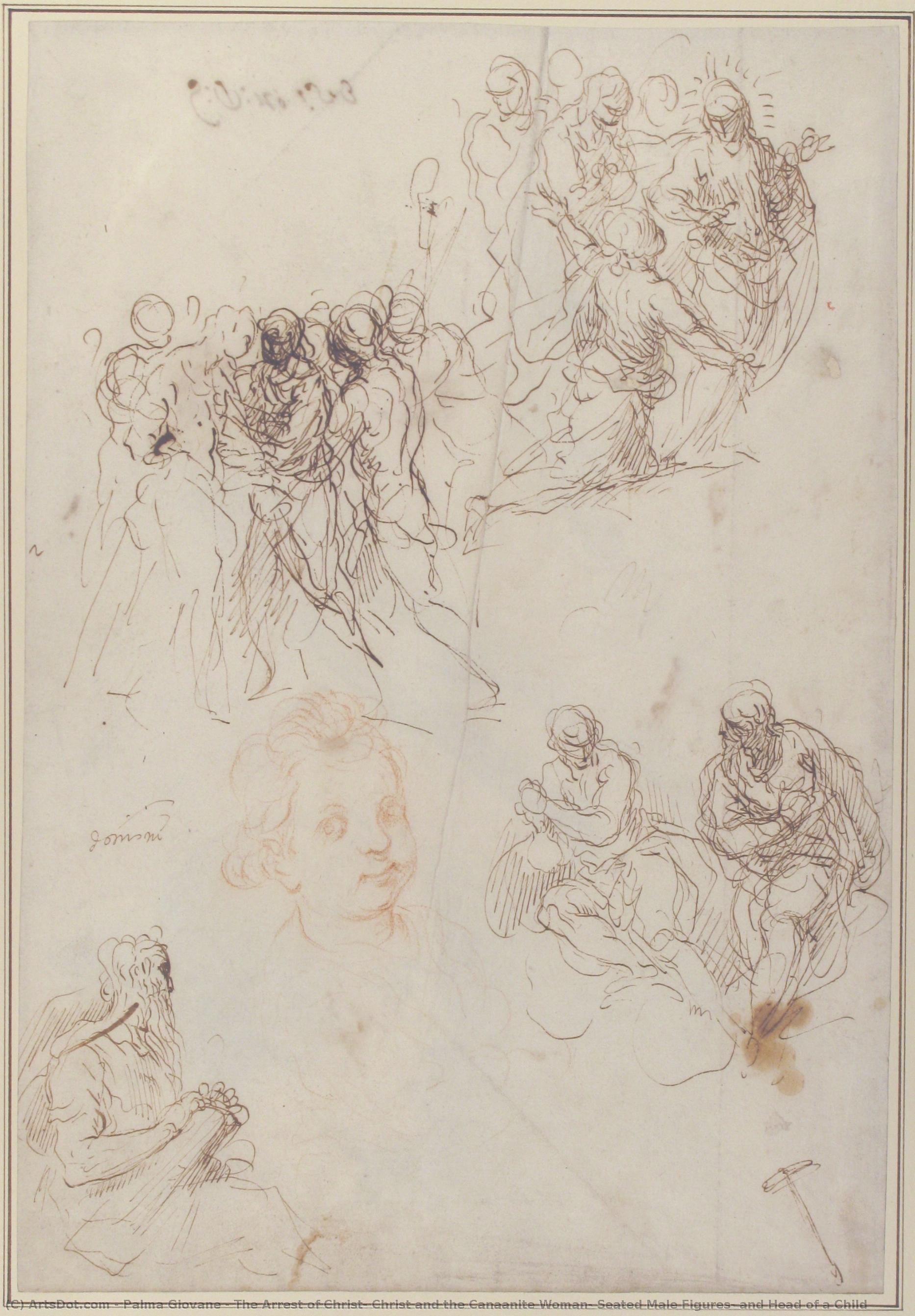 The Arrest Of Christ, Christ And The Canaanite Woman, Seated Male Figures, And Head Of A Child — Jacopo Palma Il Giovane