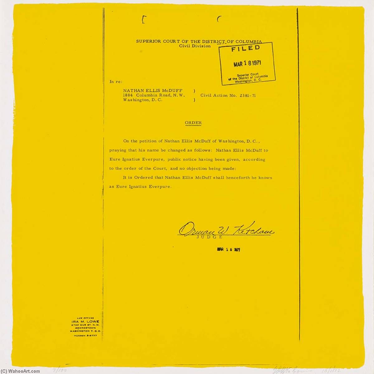 Eure Ignatius Everpure (from The Name Change Project) — Ed Mcgowin