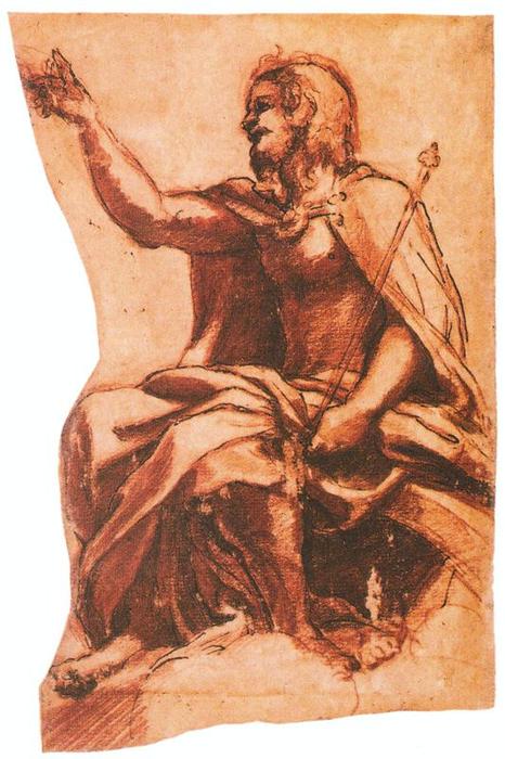 Seated Male Figure In Profile, Draped 1 — Antonio Allegri Da Correggio