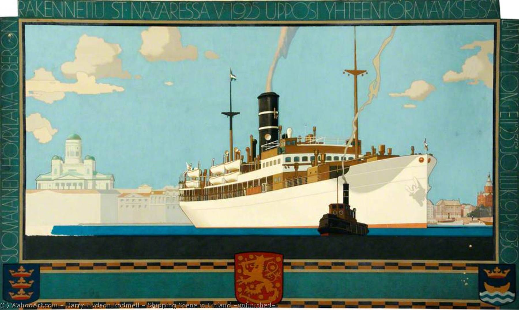 Shipping Scene In Finland (unfinished) — Harry Hudson Rodmell