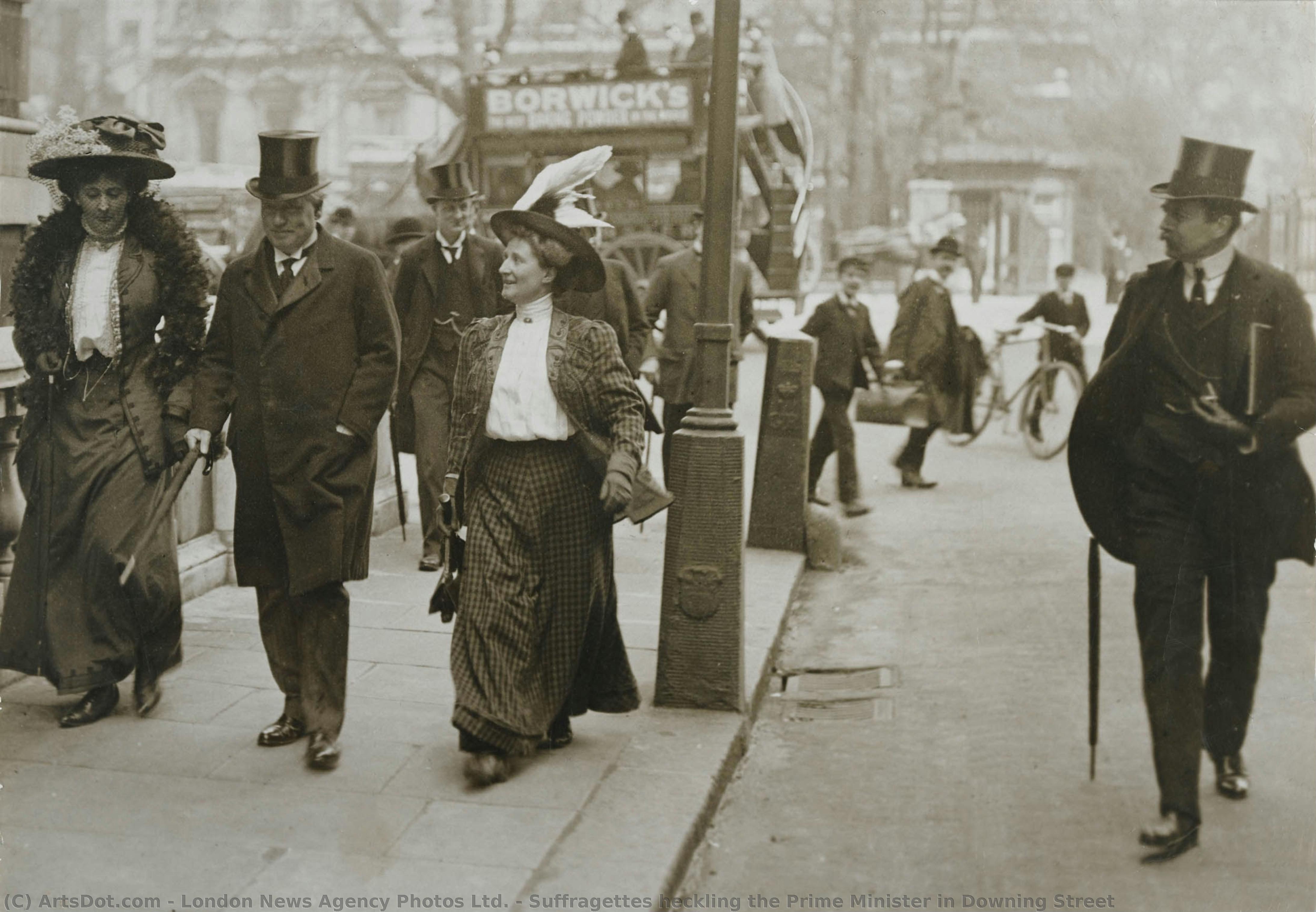 Suffragettes Heckling The Prime Minister In Downing Street — London News Agency Photos, Ltd
