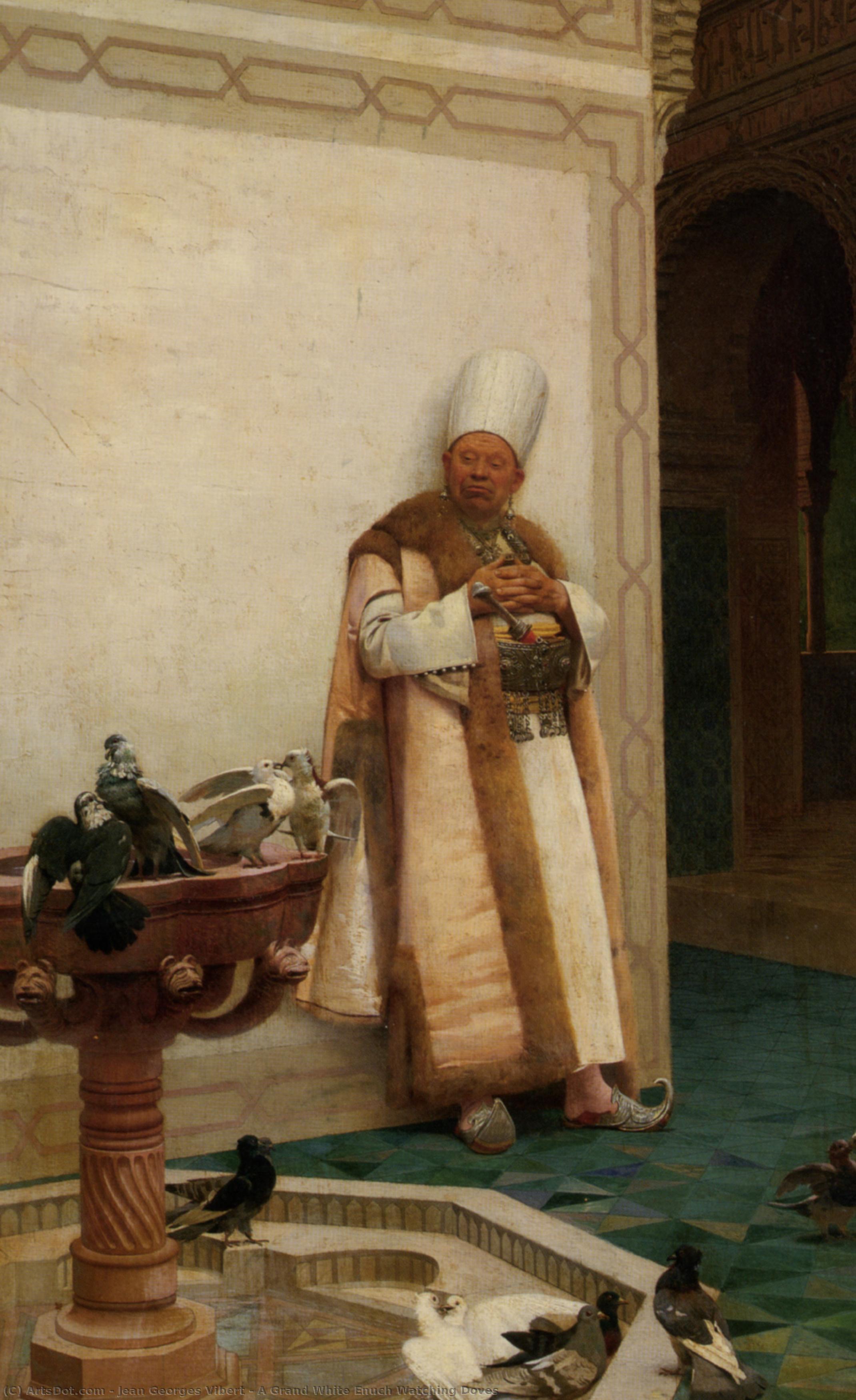 A Grand White Enuch Watching Doves — Jehan Georges Vibert