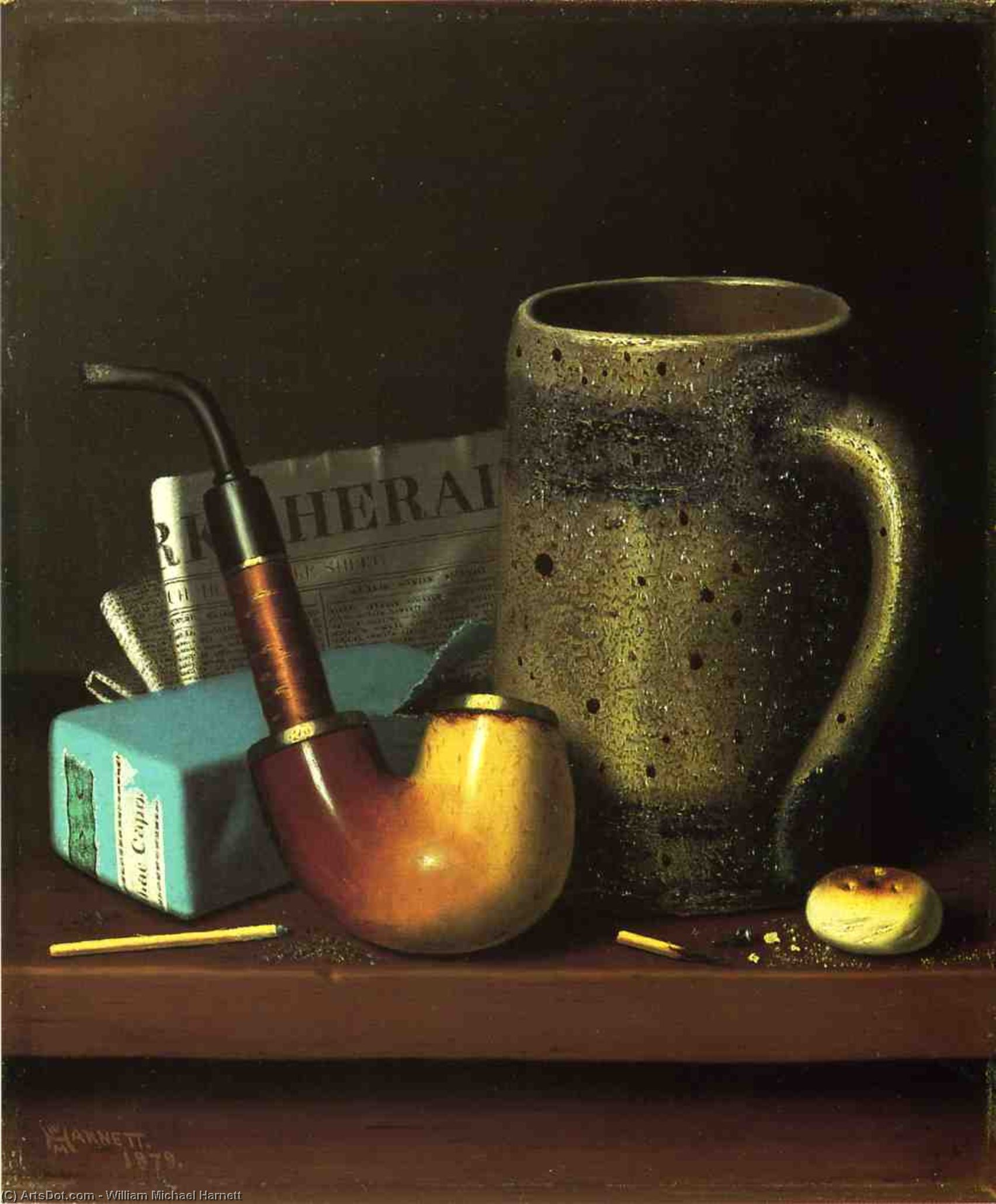 Still Life With Pipe, Mug And Newspaper — William Michael Harnett