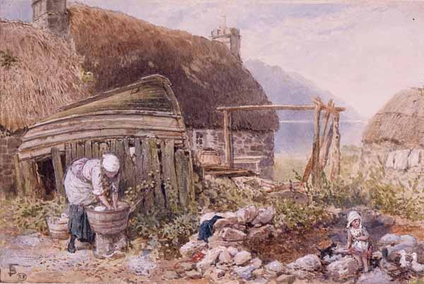Washing Day At Balmacara — Myles Birket Foster